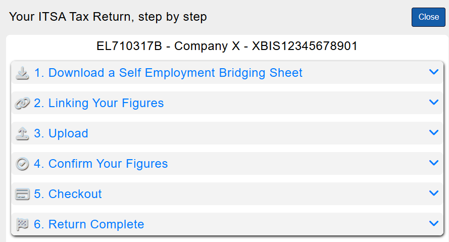 MTD ITSA Start A Return Steps page